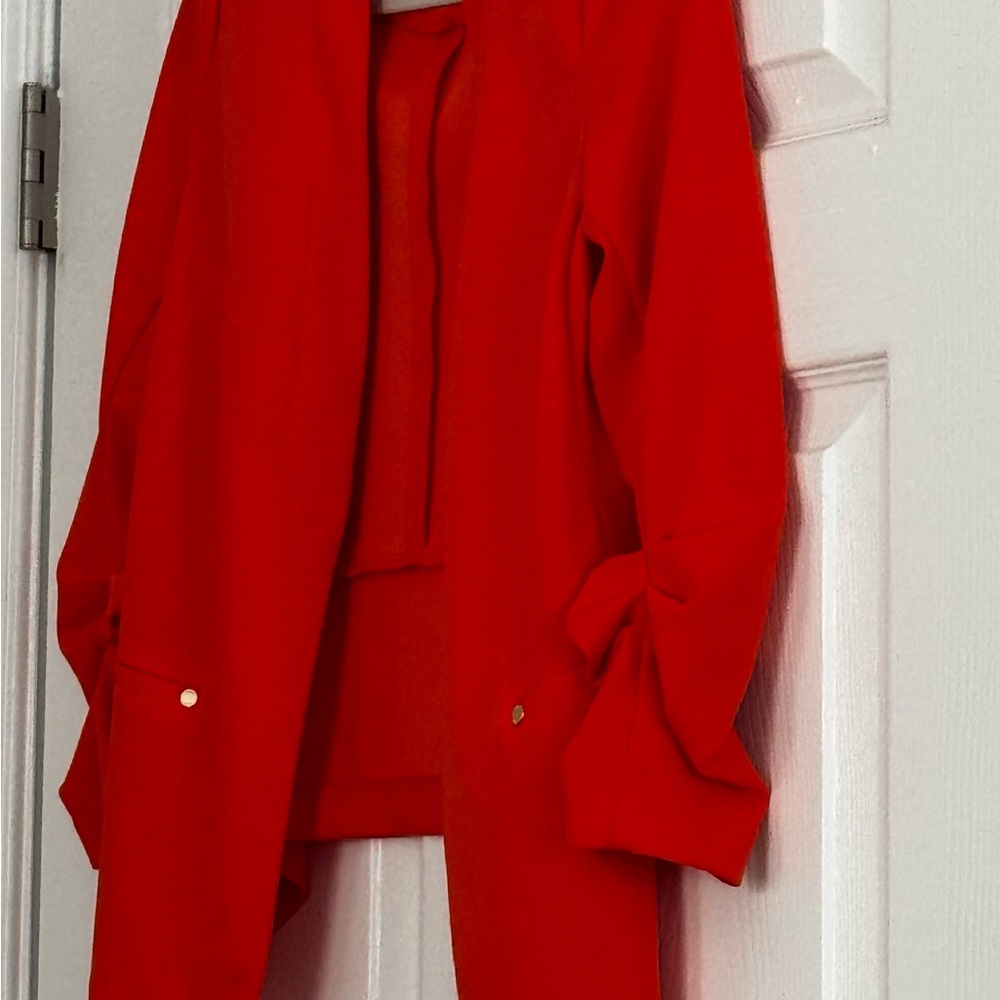 Vibrant Orange Open Front Blazer